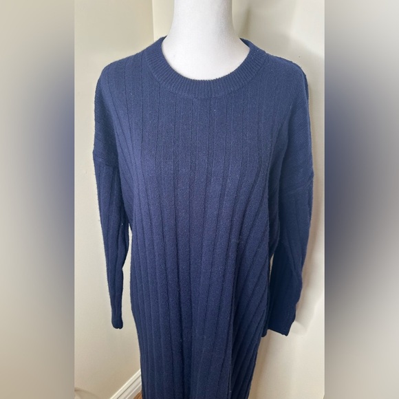 Madewell (Re sourced Ribbed Midi Sweater Dress Dark Indigo Size Large - Picture 3 of 9